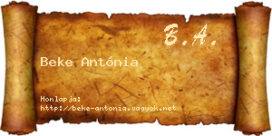 Beke Antónia névjegykártya